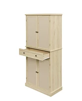 Tall Storage Cabinet with Drawers 4 Rattan Door Storage Cabinet with Adjustable Shelf Freestanding Cupboard for Kitchen Living Room