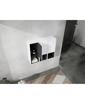 12" Bathroom Side Cabinet,3-Soft Close Doors,Float Mounting Design,123(Kd-Packing)