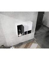 12" Bathroom Side Cabinet,3-Soft Close Doors,Float Mounting Design,123(Kd-Packing)