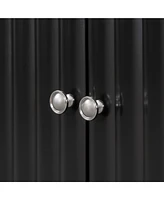 Elegant Four-Door Sideboard with Wavy Doors, Cylindrical Legs & Metal Handles