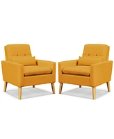 Accent Chair with Lumbar Pillow Rubber Wood Legs Padded Cushions