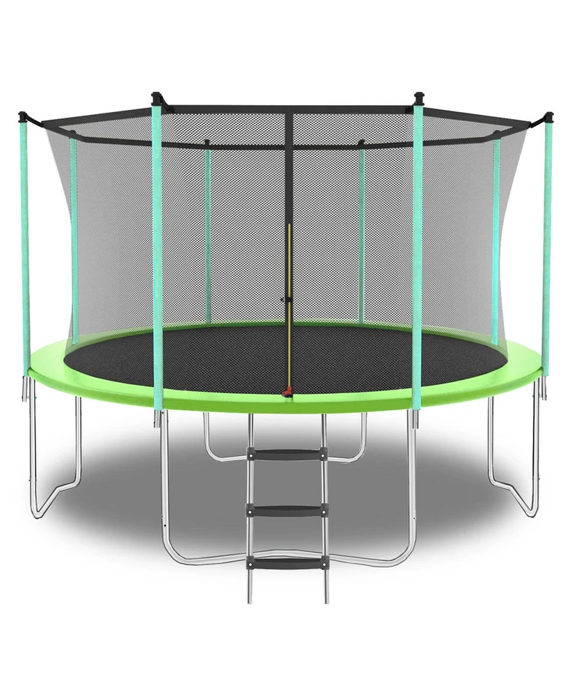 8ft Green Outdoor Toddler Trampoline with Enclosure Net