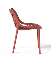 Outdoor Stackable Modern Plastic Dining Chairs (Set of 2)