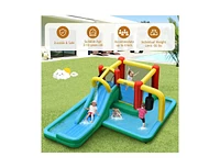 Inflatable Water Slide Bounce House with Climbing Wall & Tunnel Fun Outdoor Playset for Kids