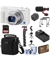 Sony Zv-1 Compact 4K Hd Digital Camera, White Bundle with 64GB Sd Card, Bag, Mic, Flexible Tripod, Extra battery and Accessories