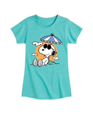 Peanuts Big Girls Snoopy Beach Graphic Short Sleeve T-Shirt