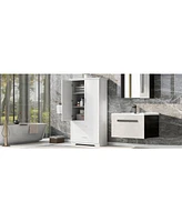 Tall Bathroom Storage Cabinet, Cabinet with Two Doors and Drawers, Adjustable Shelf, Mdf Board, White