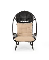 Doris Outdoor Wicker Standing Basket Chair with Water-Resistant Cushion