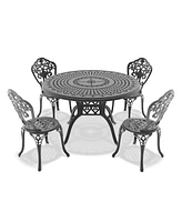 5-Piece Set Of All-Weather Cast Aluminum Dining Furniture Set With Black Frame