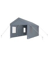 12' x 20' Portable Carport: Heavy Duty Garage with Roll-up Doors and Ventilation