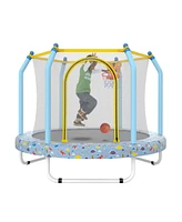55-inch Trampoline for Kids Indoor & Outdoor Small Toddler Trampoline with Basketball Hoop