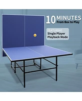 9ft Foldable Table Tennis Table Set with Net, Paddles, and Balls