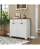 Farmhouse Double Tilt-Out Trash Cabinet with Hideaway Drawer