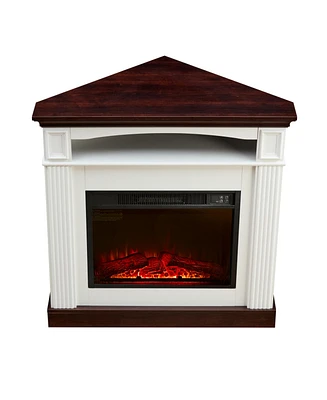 Corner Electric Fireplace with Mantel, Realistic Effects, Remote and Timer