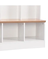 Hall Tree with Bench and Cube Storage (8 Hooks, White)