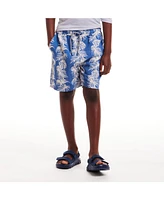 Toddler/Child Boys Faded Steel Palm Leaf Print Swim Trunk
