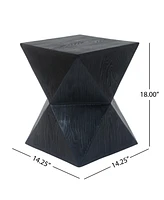 Concrete Side Table with Prismatic Shape and Wood Grain Texture
