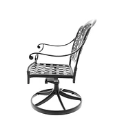 Cast Aluminum Patio Swivel Chair 2PCS With Black Frame and Cushions In Random Colors