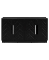 Black 4-Door Sideboard with Adjustable Shelves