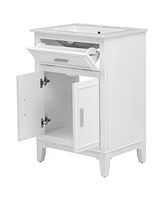 24" Bathroom Vanity with Sink, Bathroom Vanity Cabinet with One Flip Drawer and Doors, Solid Wood and Mdf, White