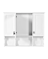 35" Wall Mount Bathroom Medicine Cabinet with Mirror and Shelves