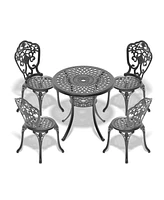 5-Piece Set Of All-Weather Cast Aluminum Dining Furniture Set With Black Frame