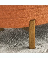 Ottoman Oval Storage Bench,Rubber Wood Leg,Orange(46."x17.7"x10.8")