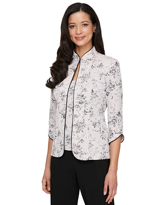 Alex Evenings Women's Floral Jacquard Jacket & Shell Set