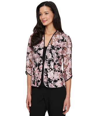 Alex Evenings Women's Embroidered Jacket & Scoop-Neck Shell Set