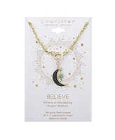 Unwritten Lapis Stone Moon Star Pendant Necklace