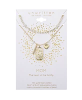 Unwritten "Mom" Cubic Zirconia Mother of Pearl Tennis Charm Layered Necklace Set