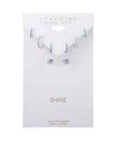 Unwritten Cubic Zirconia Imitation Turquoise Sun Charm Hoop Set