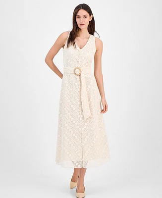 Anne Klein Women's Lace Belted Midi Dress