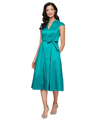 Alex Evenings Petite Tied V-Neck Midi Dress