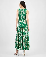Anne Klein Women's Printed Smocked-Bodice Tiered Dress