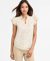 Anne Klein Women's Flutter-Sleeve Tie-Neck Blouse