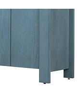 Retro 4-door Sideboard with Distressed Finish and Adjustable Shelves for Dining Room, Kitchen, and Living Room (Navy)