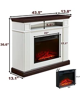 Freestanding Electric Fireplace with Mantel, Led Flame, 23" Firebox