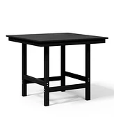 Outdoor Hdpe 36" Square Patio Dining Table with Umbrella Hole