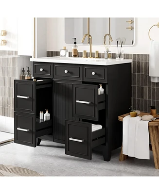 36" Vanity Set with Sink: Black Shaker, Soft Close