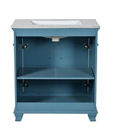 30" Ceramic Sink Vanity Set with Storage Shelf and Cabinet