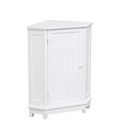 White Bathroom Cabinet Triangle Corner Storage Cabinet with Adjustable Shelf Modern Style Mdf Board