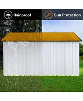 Metal garden sheds 10ftx12ft outdoor storage sheds white+yellow with window