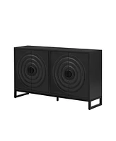 Rubberwood Veneer Sideboard Cabinet with Adjustable Shelves