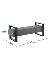 Sleek and Stylish Long - shaped Ottoman, Gray