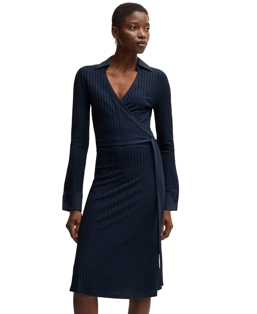 Boss by Hugo Women's Lustrous Ribbed Wrap Dress