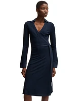 Boss by Hugo Women's Lustrous Ribbed Wrap Dress