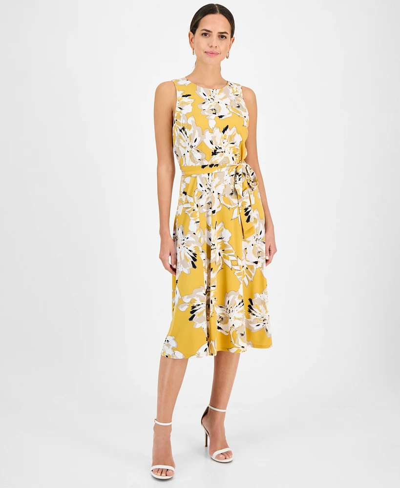 Kasper Women's Floral-Print Sleeveless Fit & Flare Dress