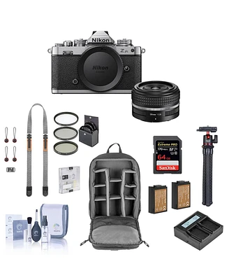 Nikon Z fc Dx-Format Mirrorless Camera with 28mm Lens Bundle with 64GB Sd Card, Backpack, Shoulder Strap, 2 Extra Battery, Dual Charger, Screen Protec