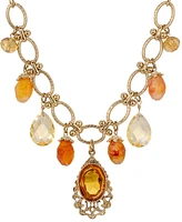 2028 Topaz Crystal Glass Bead Bib Necklace